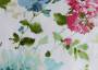 Портьерная ткань рогожка BELLAMI крупные синие цветы на белом фоне