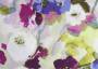 Портьерная ткань рогожка MONET крупные фиолетово-белые цветы в стиле акварель