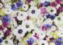 Портьерная ткань рогожка MONET мелкие фиолетово-белые цветы в стиле акварель