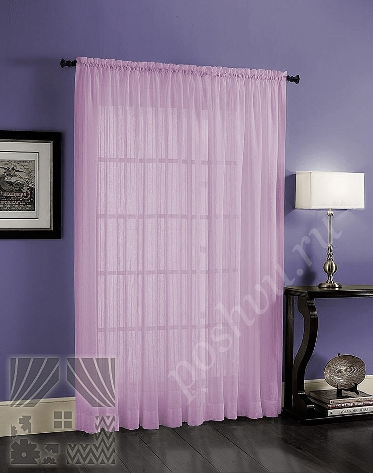 Нежный однотонный розовый вуалевый тюль для гостиной или спальни