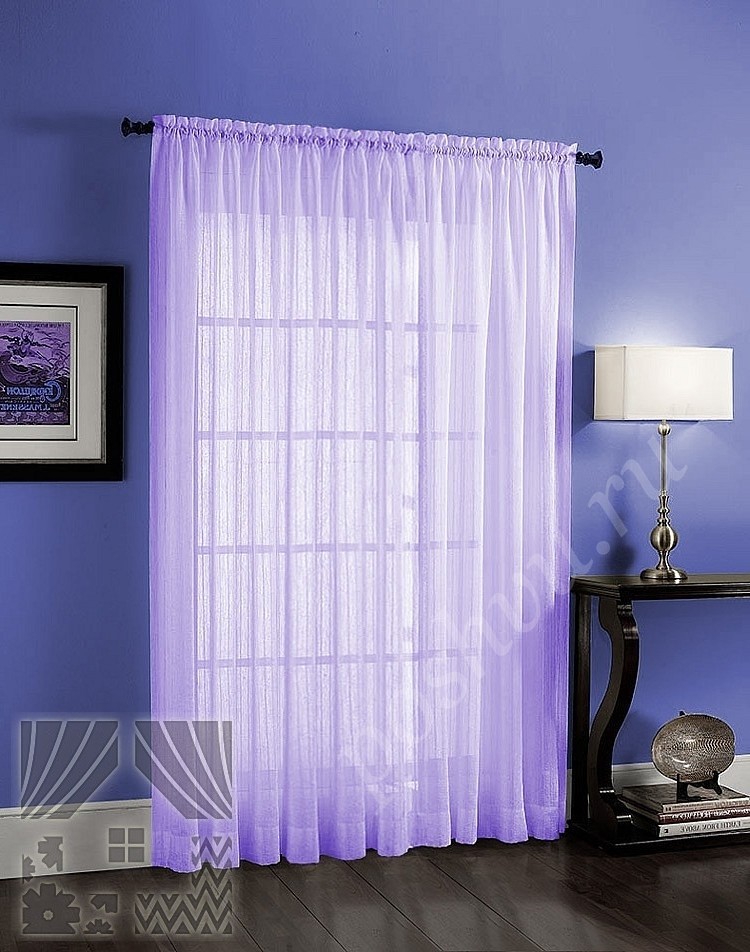 Нежный вуалевый тюль светло-фиолетового цвета для гостиной или спальни