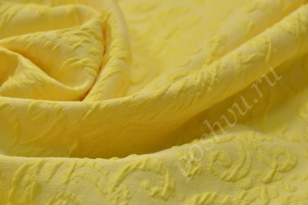 Яркая ткань жаккард жёлтого цвета