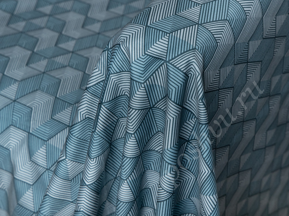 Мебельная ткань принт MYSTERY синего цвета (210г/м2)