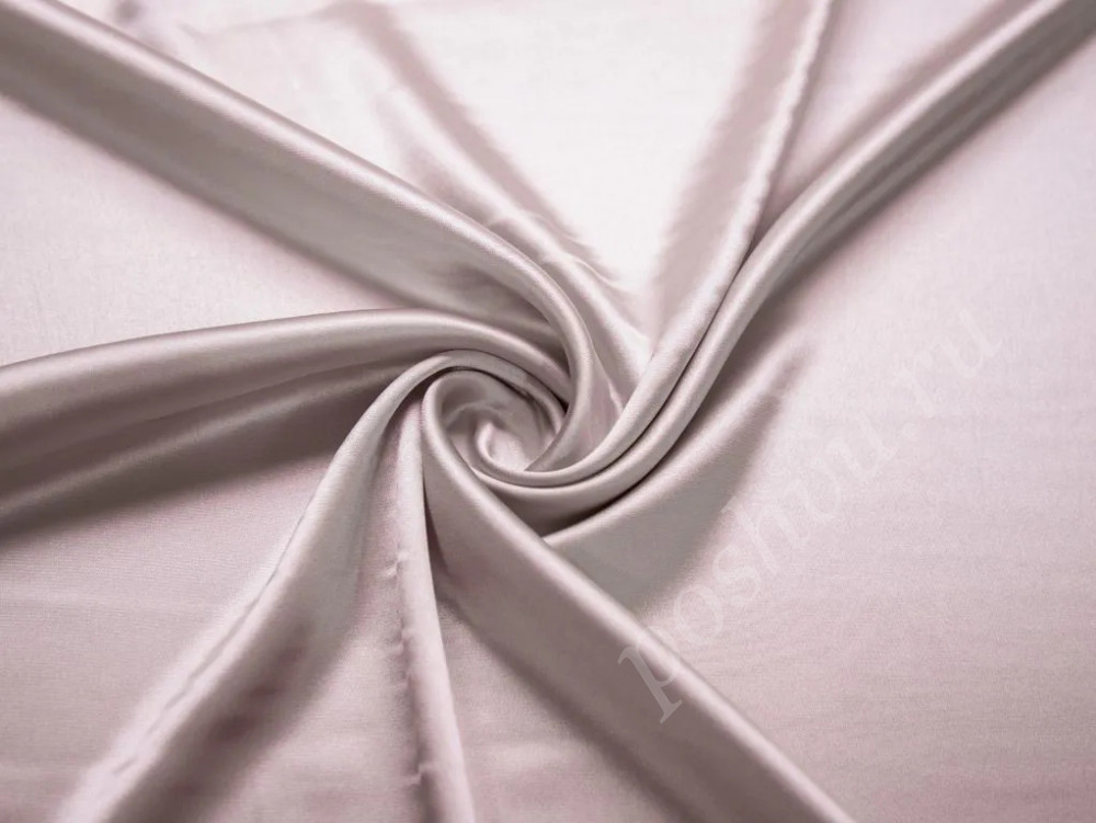 Плательная атласная ткань лилово-бежевого цвета (209г/м2)