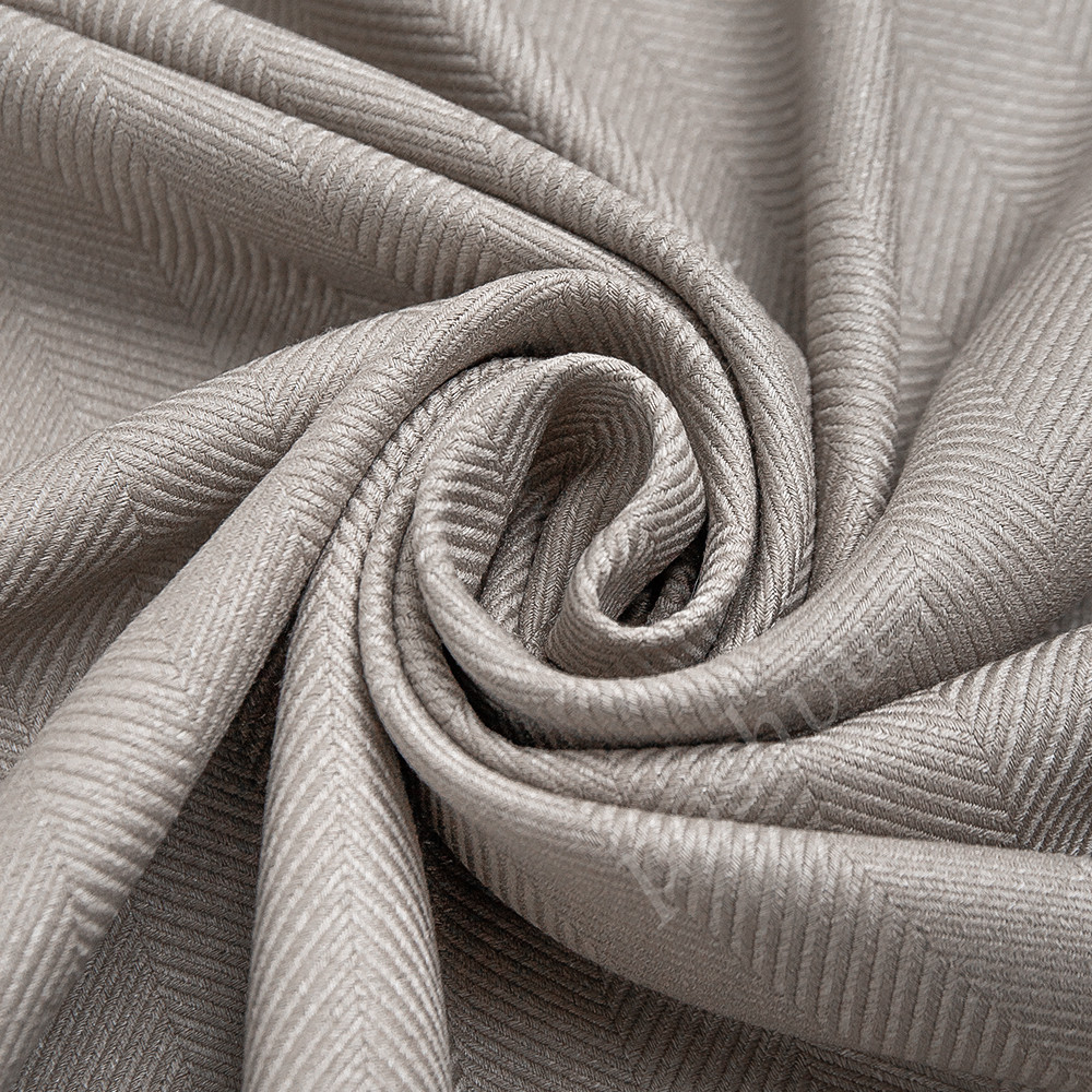 Портьерная ткань TOPOLINO жемчужно-серого цвета, выработка в елочку, выс.300см