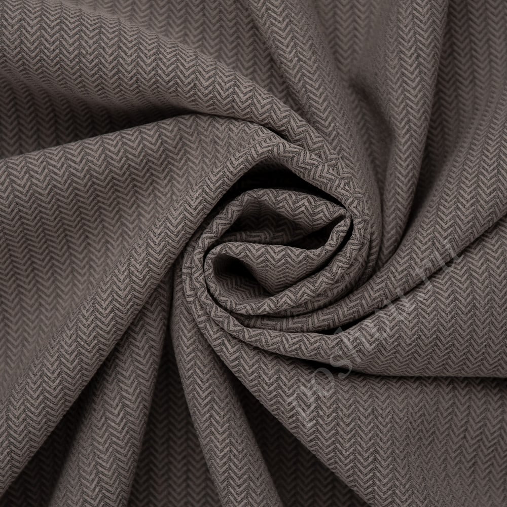 Портьерная ткань жаккард SAPIN серо-бежевого цвета с выработкой в елочку, выс.300см