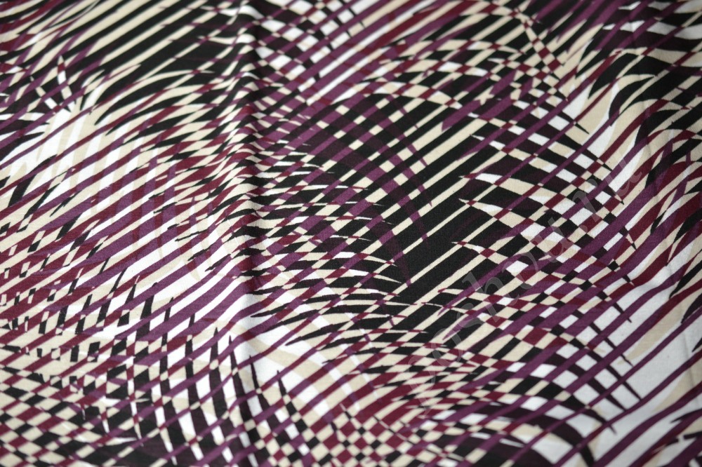 Ткань трикотаж в абстрактный узор белого, пурпурного и черного оттенков