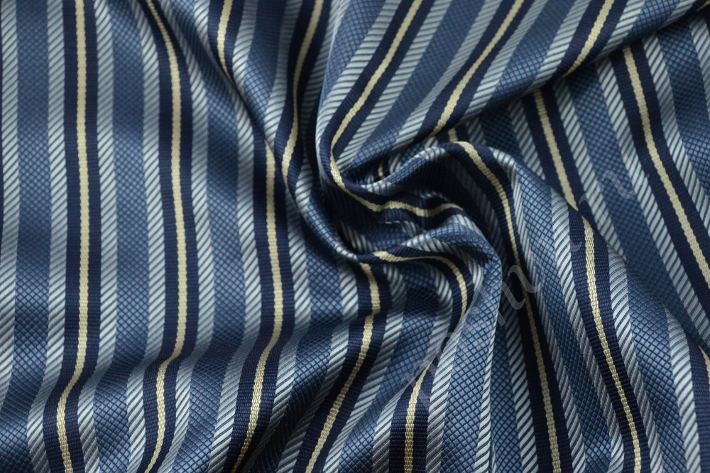 Ткань полосатый жаккард в серо-голубых тонах