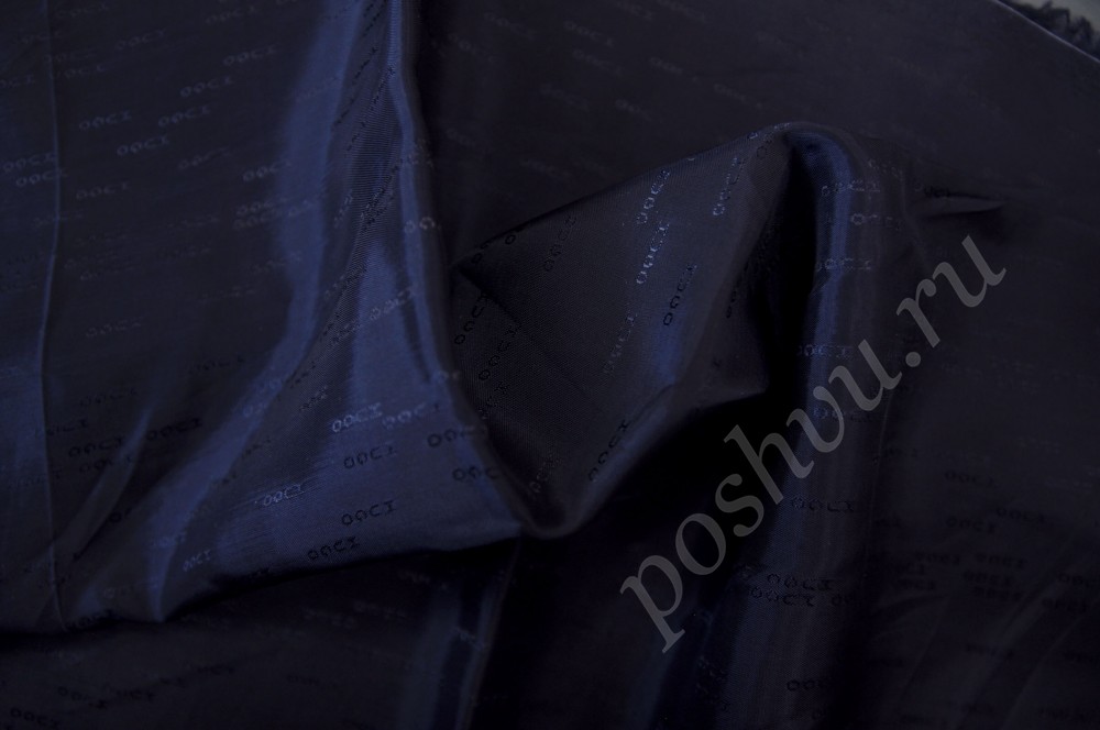 Ткань подкладочная с вискозой черного оттенка с надписями