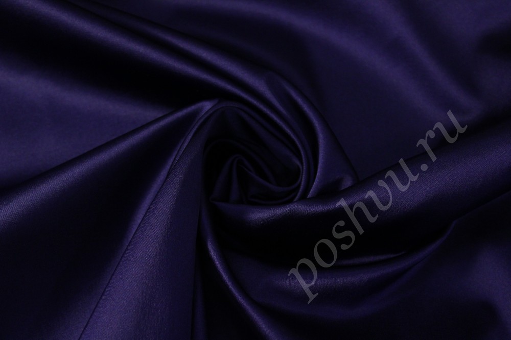 Ткань атлас костюмный темно-синего оттенка