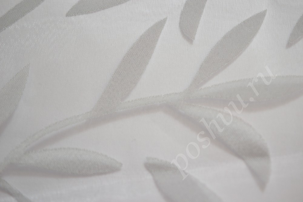 Ткань для штор органза серого оттенка с флористическим узором