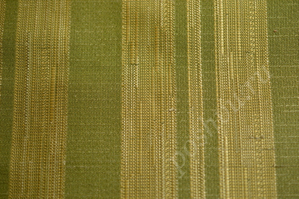 Ткань для штор жаккард в бежево-оливковую полоску