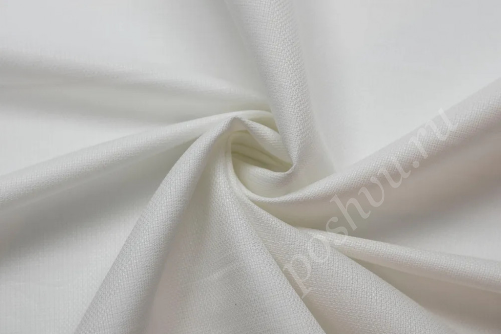 Костюмно-плательная ткань белого цвета с текстурой рогожка