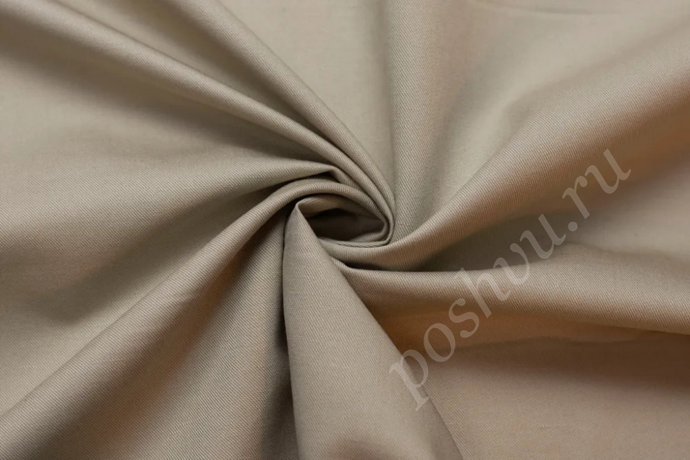 Костюмно-плательная ткань песочного цвета с текстурой диагональный рубчик