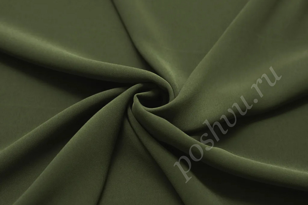 Плательная двухсторонняя ткань темно-зеленого цвета
