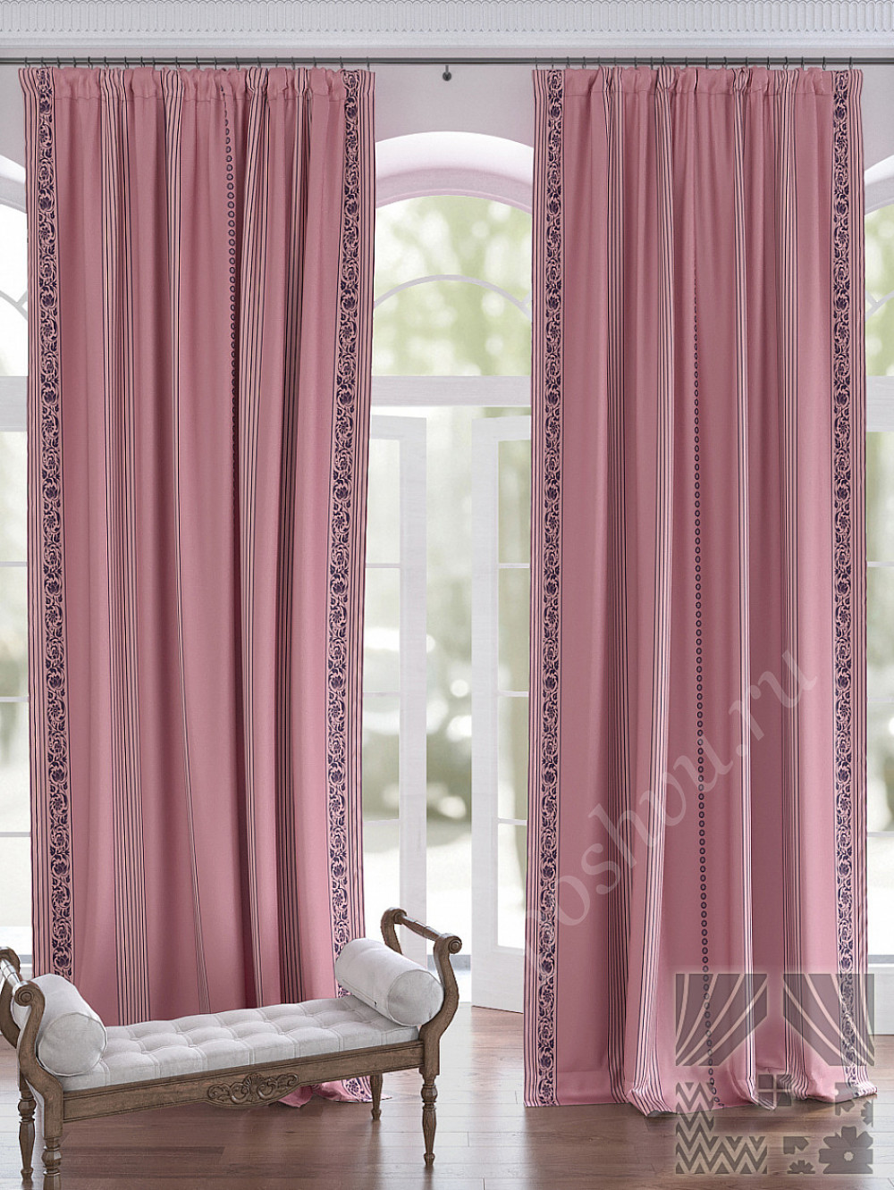 Комплект штор «Бовье» розовый 150х260см