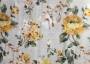 Портьерная ткань рогожка CATALINA желтые цветы на светлом фоне в акварельном стиле