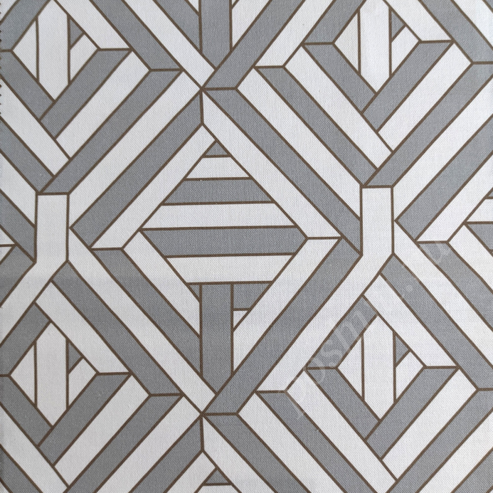 Портьерная ткань рогожка NYX абстрактный геометрический узор в белом, бежевом, сером цвете