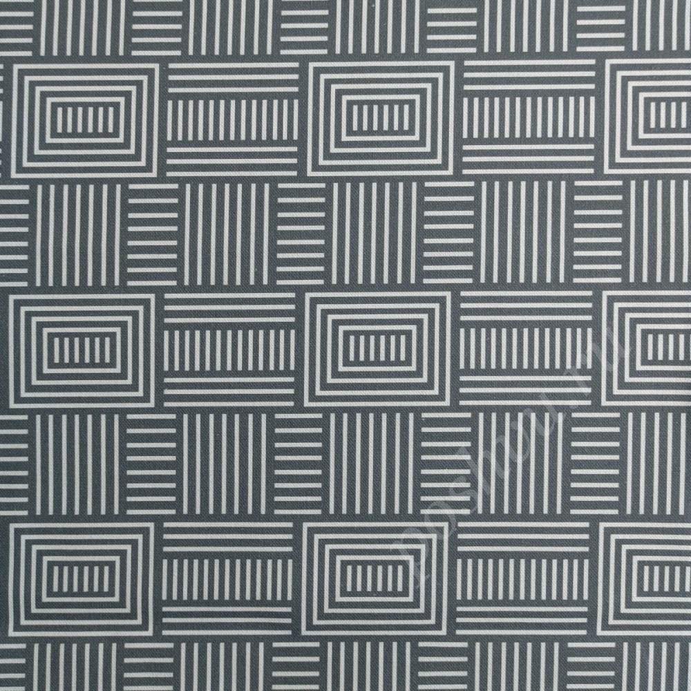 Портьерная ткань рогожка PANDORA абстрактный геометрический узор в графитово-белом цвете