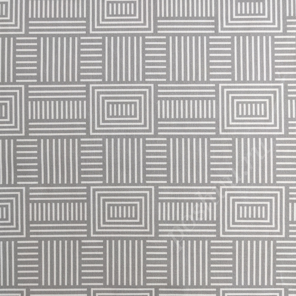 Портьерная ткань рогожка PANDORA абстрактный геометрический узор в серо-белом цвете