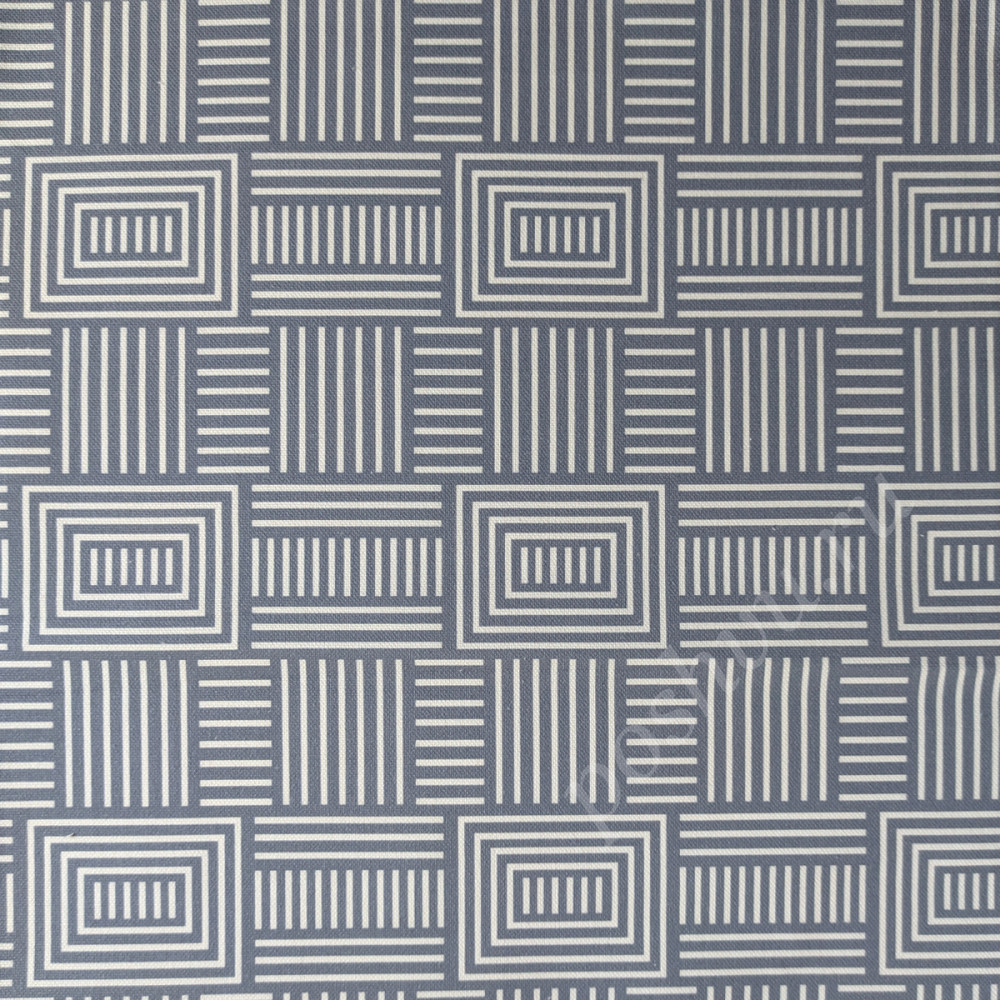Портьерная ткань рогожка PANDORA абстрактный геометрический узор в сине-белом цвете