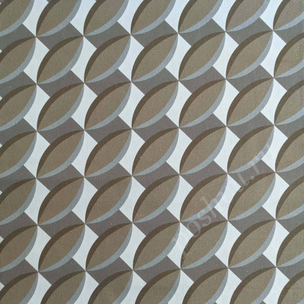 Портьерная ткань рогожка PRIDE геометрический принт в бежевом, белом, сером цвете