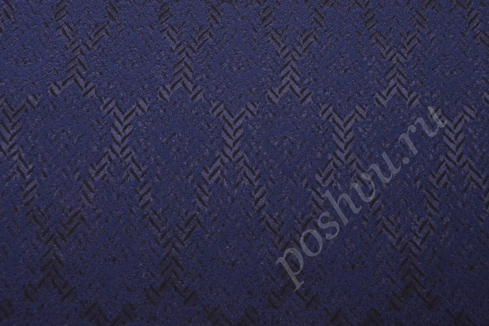 Жаккардовая ткань синего цвета с орнаментом