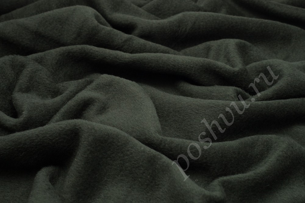 Пальтовая шерстяная ткань, цвет темно-зеленый