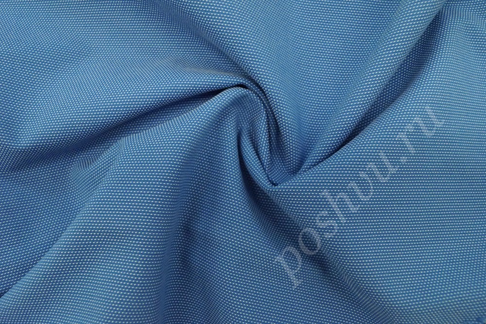 Ткань плательная синего оттенка в белую точку