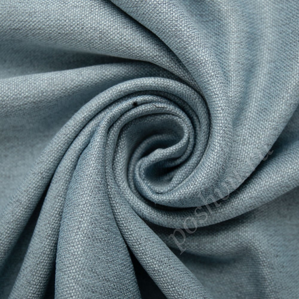 Портьерная ткань блэкаут под лен SOLEIL серо-голубого цвета, выс.300см