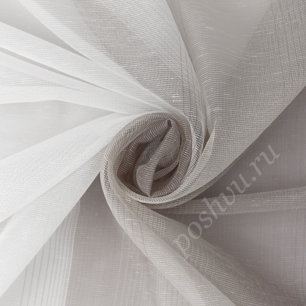 Тюль сетка под лен BLANCA бежево-палевый градиент по низу полотна, выс.300см