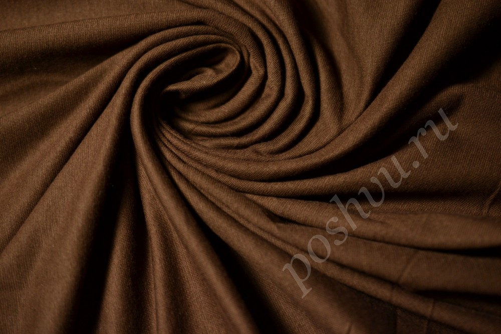 Трикотажная ткань темного медно-коричневого оттенка
