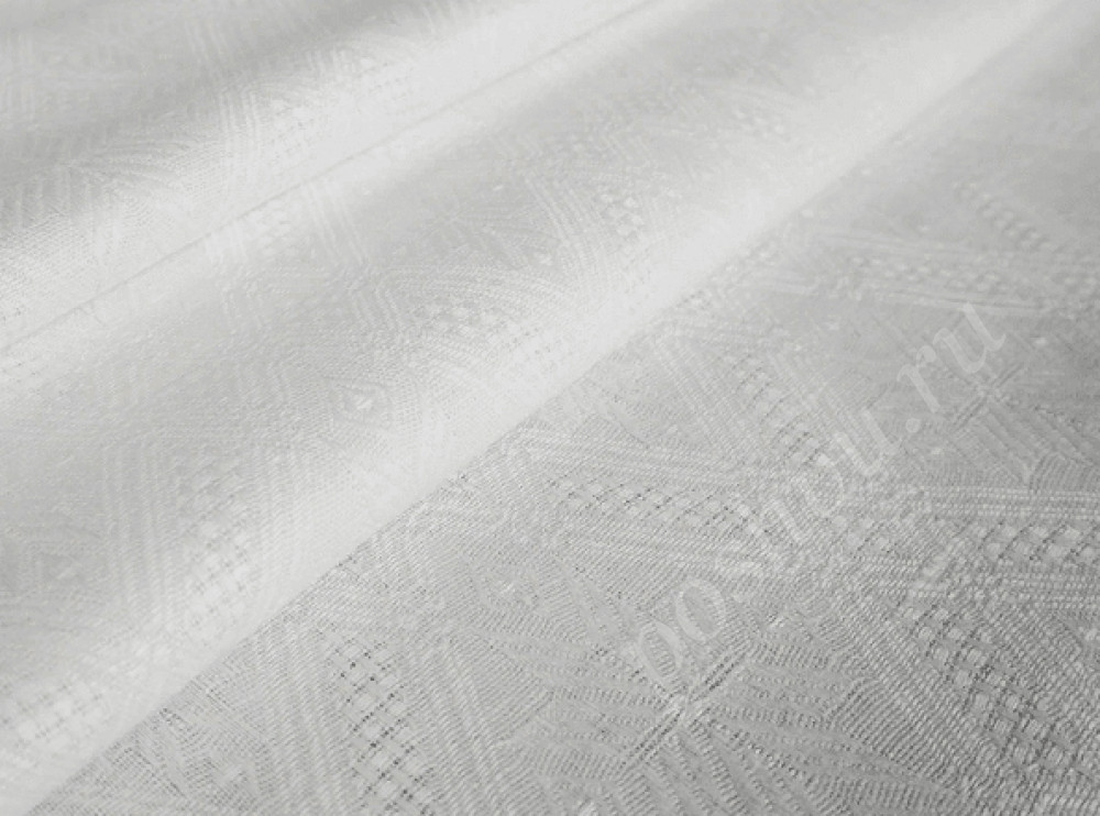 Ткань скатертная полульняная белая жаккардовая, 150 см, 255 гр/м2