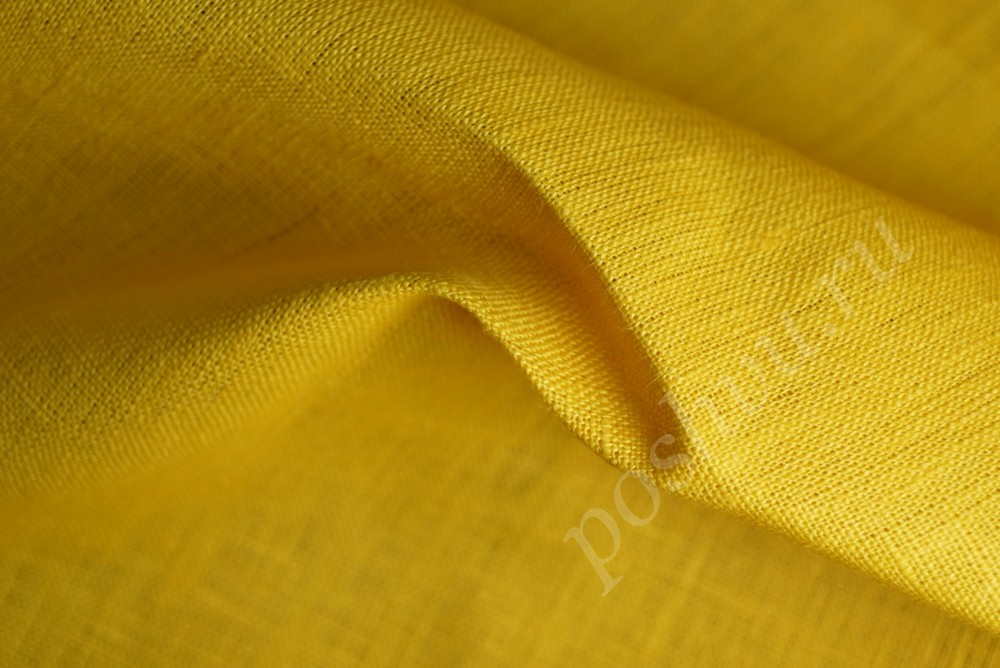Льняная натуральная ткань жёлтого цвета