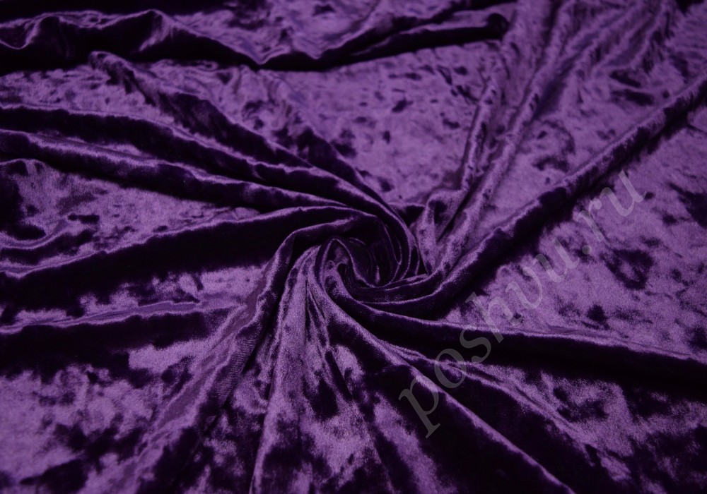 Мраморный бархат-стрейч фиолетового оттенка