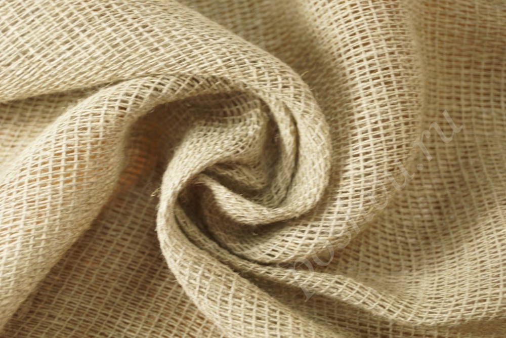 Ткань лен натуральный для декораций грубая с редким плетением