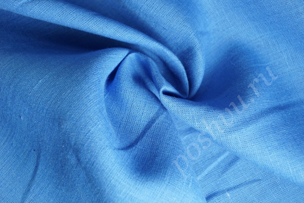 Ткань лен натуральный для костюмов голубого оттенка