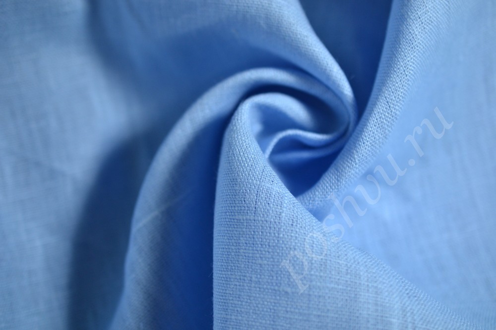 Ткань натуральный лен темно-голубого оттенка