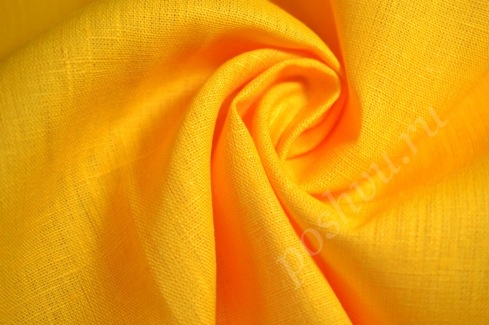 Ткань натуральный лен золотисто-желтого оттенка