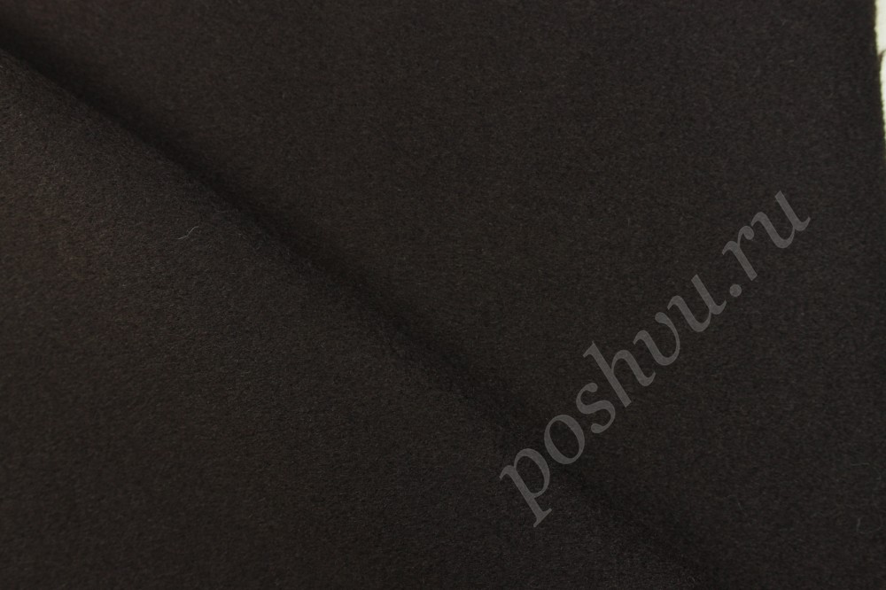 Ткань пальтовая двухсторонняя темно-коричневого оттенка Max Mara