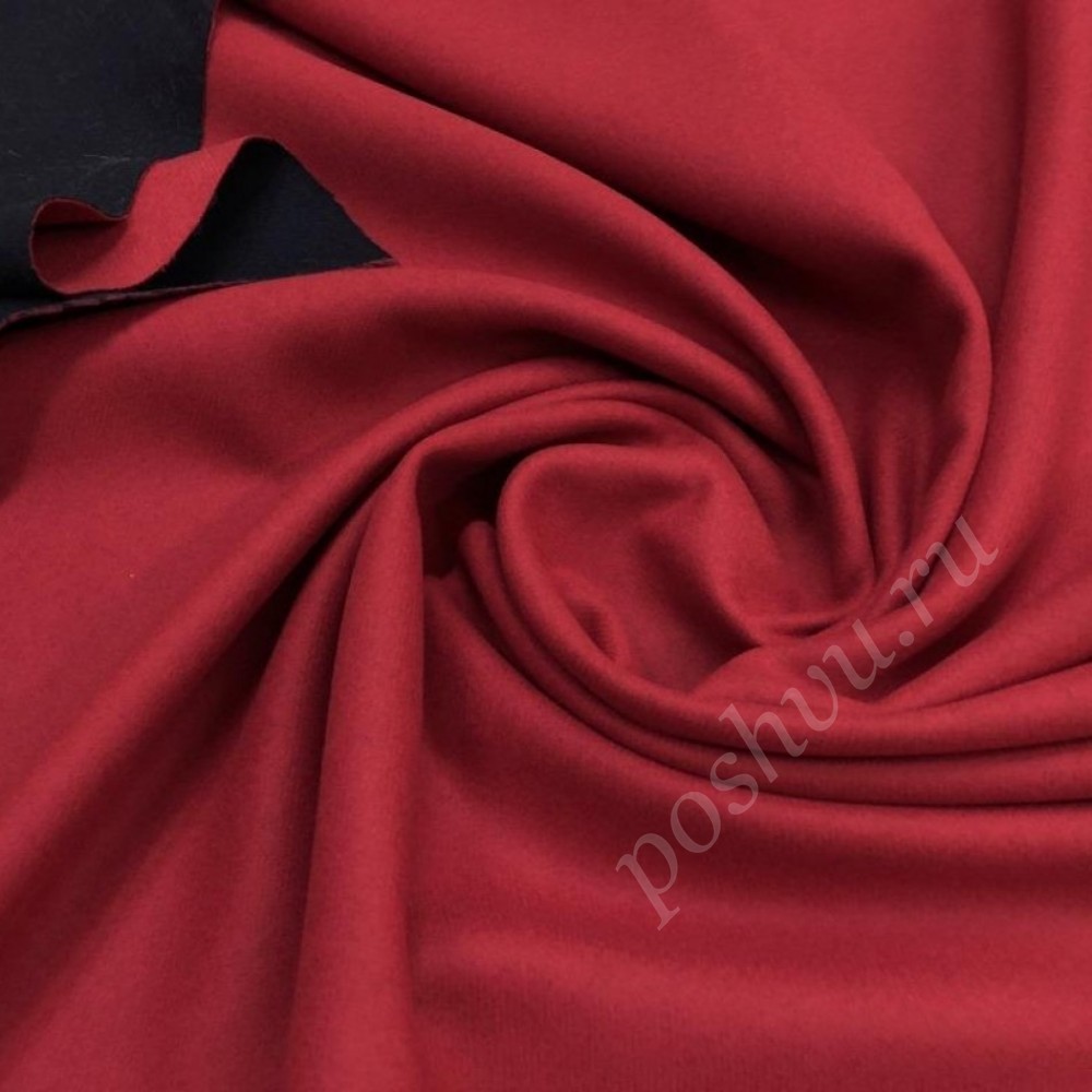 Двухсторонняя пальтовая ткань черно-красного цвета