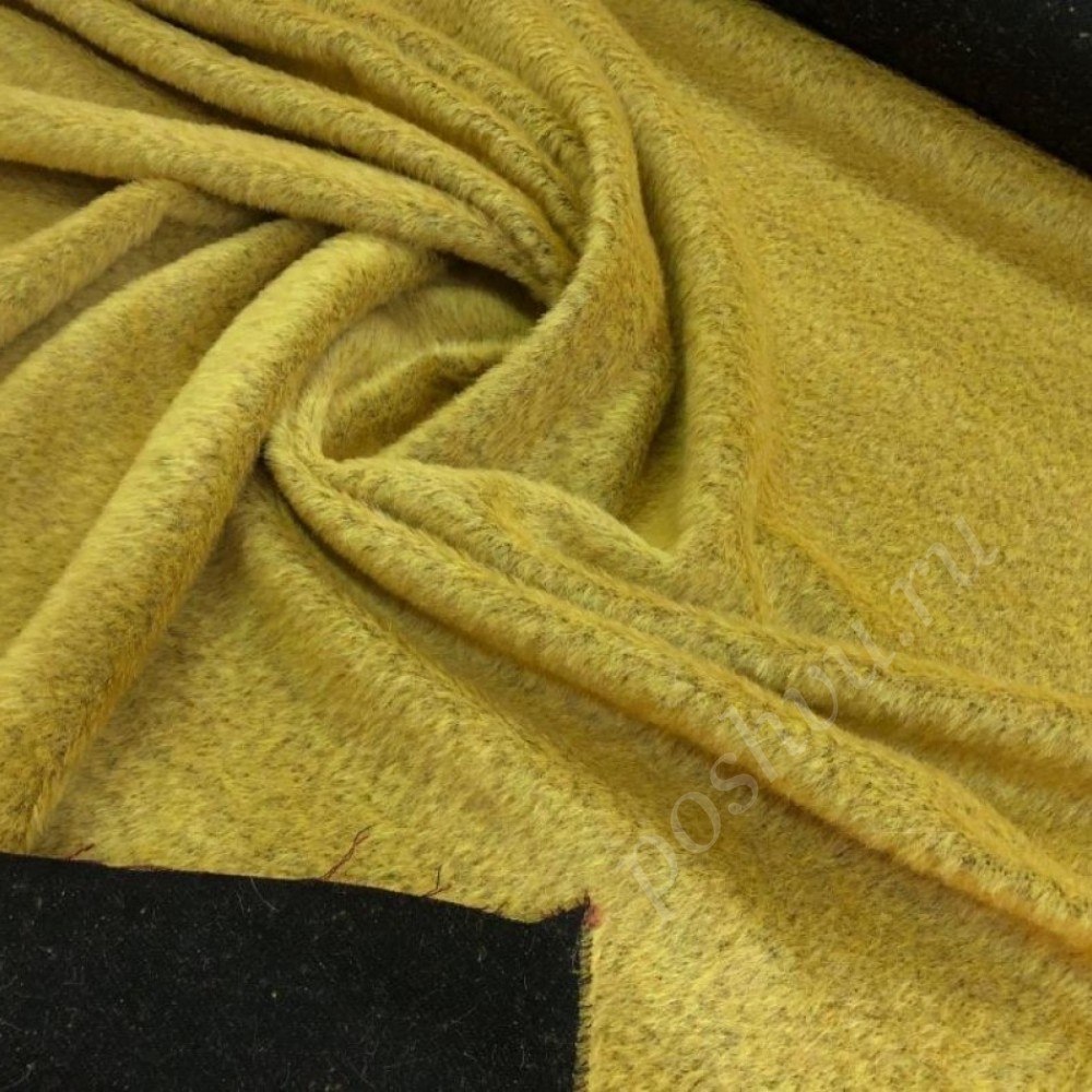 Двухсторонняя пальтовая ткань черного и желтого цветов