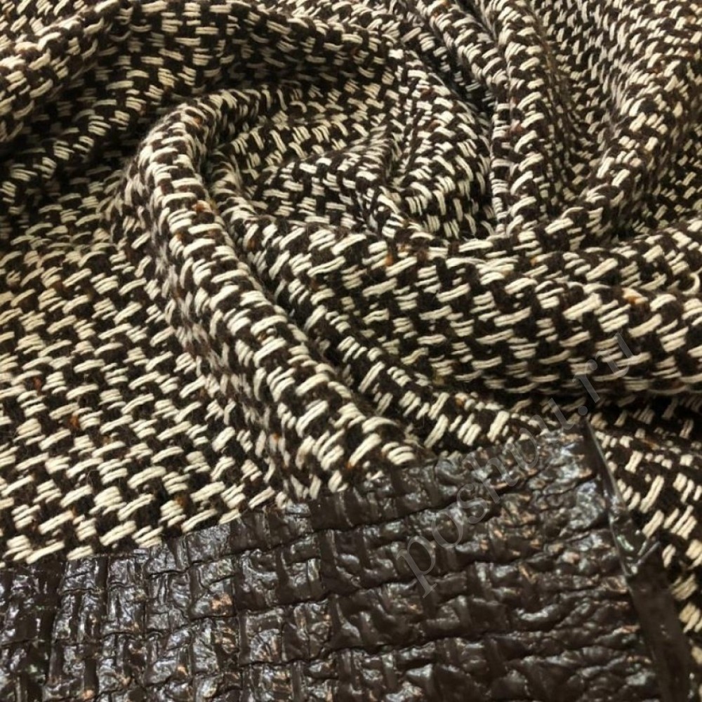 Двухсторонняя пальтовая ткань коричнево-бежевого цвета