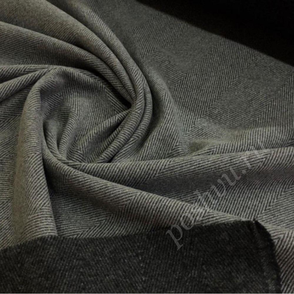 Двухсторонняя пальтовая ткань серого и черного цвета