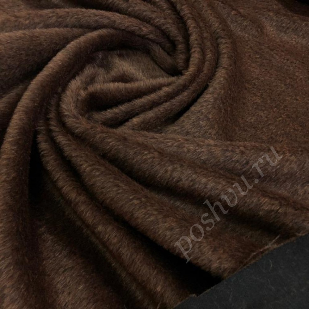 Двухсторонняя пальтовая ткань темно-коричневого цвета