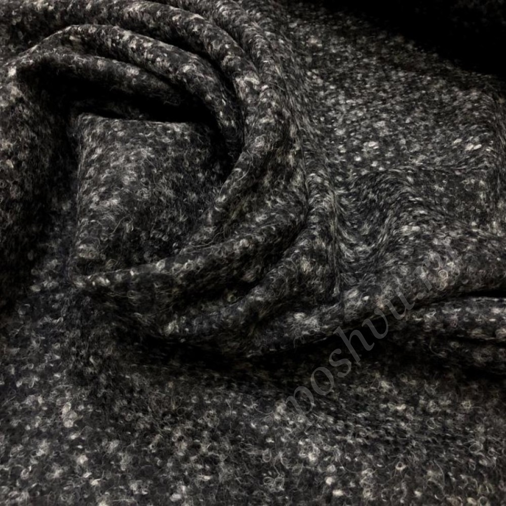 Пальтовая вязанная ткань с оттенками серого и черного