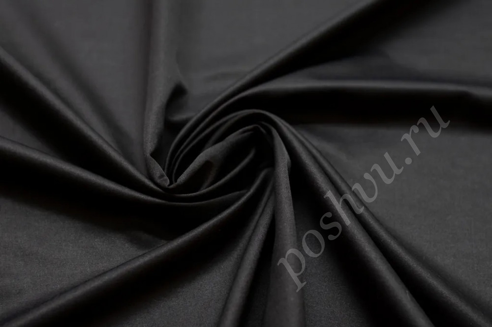 Блузочная ткань с атласным эффектом черного цвета