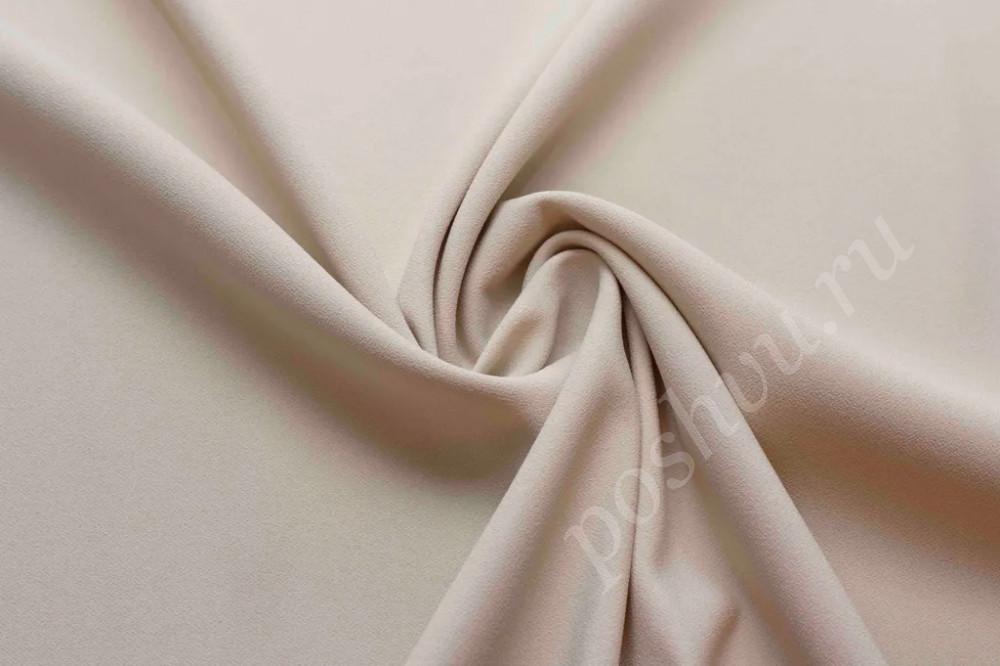 Плательная двухсторонняя ткань Кади пудрово-бежевого цвета