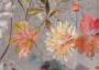 Портьерная ткань рогожка BIANCA крупные цветы на сером фоне в стиле акварель (раппорт 64х74см)