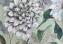 Портьерная ткань рогожка BIANCA крупные цветы на зеленом фоне в стиле акварель (раппорт 64х74см)